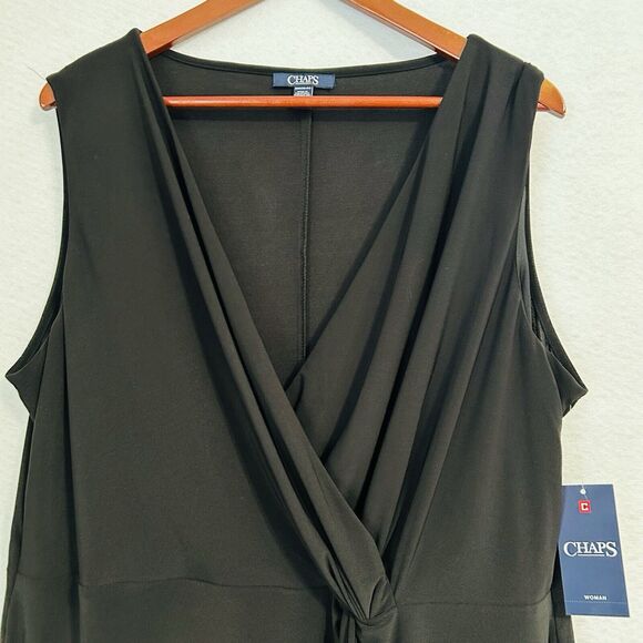 Chaps Dress Women 20W Black Faux Wrap Stretch LBD Comfy Business Casual Plus NWT - Picture 10 of 14